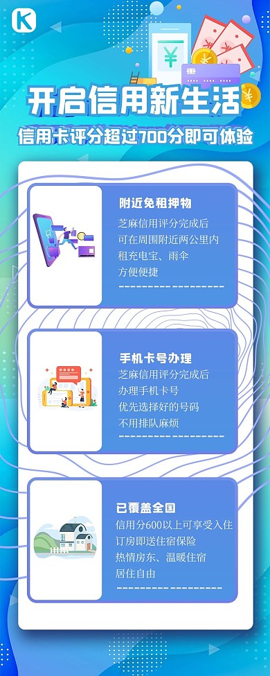 金融营销长图几何蓝色渐变扁平
