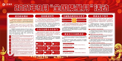 质量月全国质量月红色党建风展板