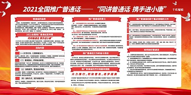 推广普通话红色简约展板