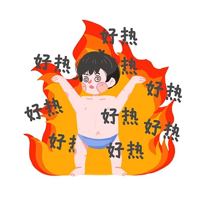 千库编辑原创夏天热晕表情包卡通手绘