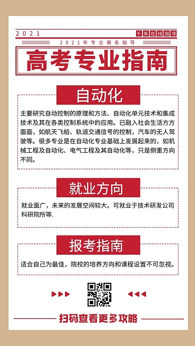 自动化报考指南红色商务风手机配图