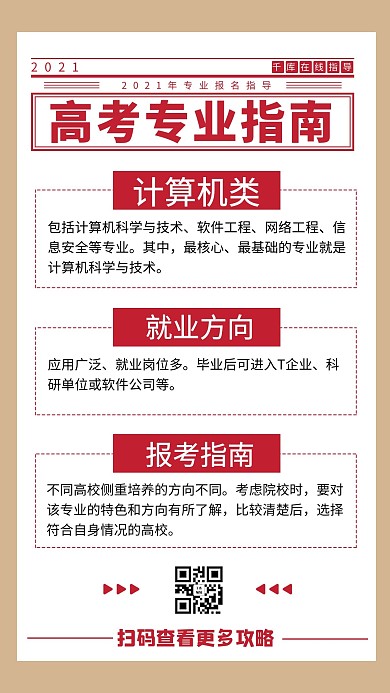 计算机类报考指南红色商务风手机配图