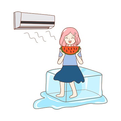 夏天吹空调表情包矢量图