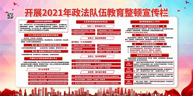 政法队伍教育整顿红色简约展板