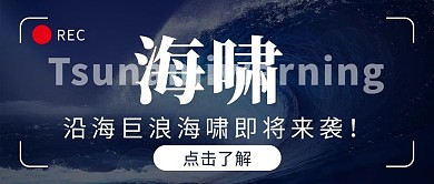 海啸预警海啸灰色简约公众号首图