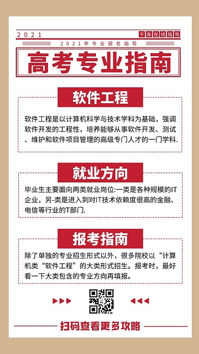 报考指南软件工程红色商务风手机配图