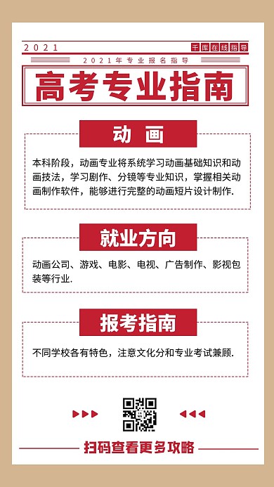 报考指南动画红色商务风手机配图