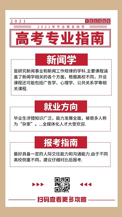 报考指南新闻学红色商务风手机配图