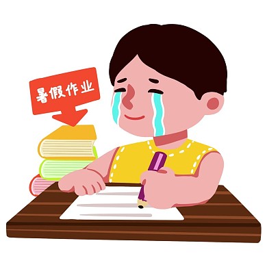 暑假补课写作业哭泣男孩表情包