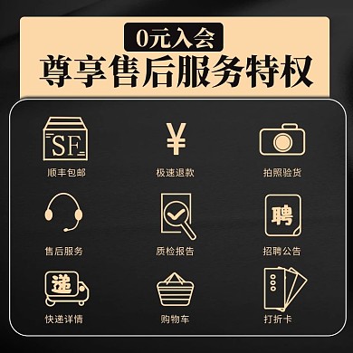 会员收藏售后图标黑色简约电商主图