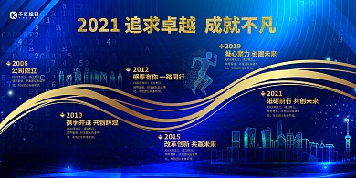 企业介绍奔跑的人蓝色大气展板