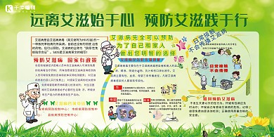 健康宣传防治艾滋病彩色简约展板