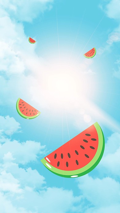 6月你好西瓜蓝色渐变清新