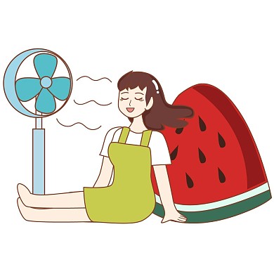 夏天吹风扇表情包矢量图