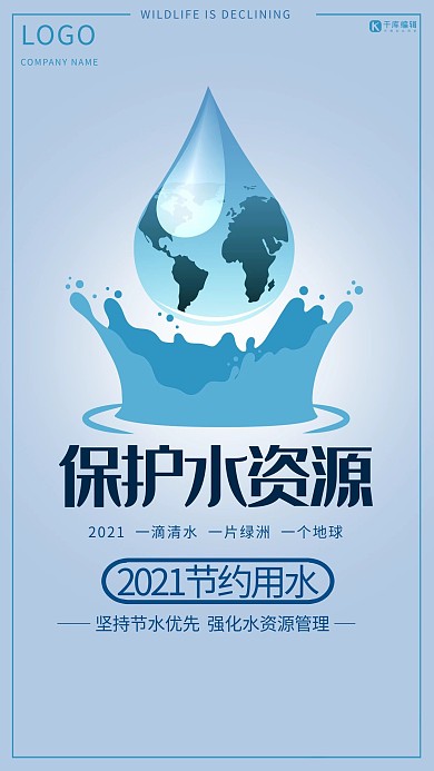 节约用水保护水资源公益宣传海报