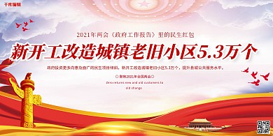 两会民生红包红色简约展板