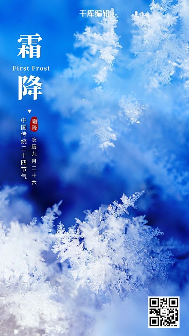小清新风格霜降二十四节气海报