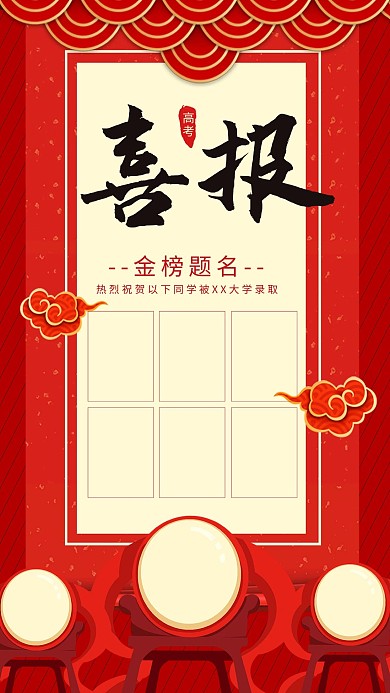 千库编辑原创简约大气高考喜报海报