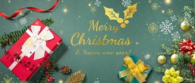 圣诞节礼物绿色摄影图公众号首图