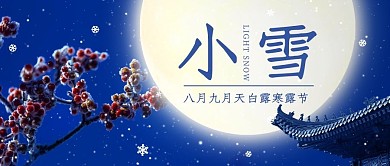 小雪屋檐蓝色简约公众号首图