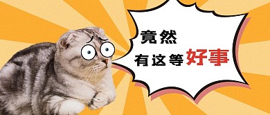竟然有这等好事猫咪黄色简约公众号首图