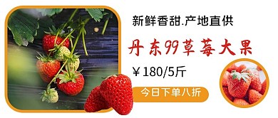 丹东草莓折扣促销红色摄影图公众号首图