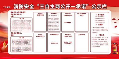 消防安全公示栏红色简约展板