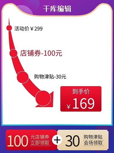双11预热价格曲线紫色渐变长竖主图
