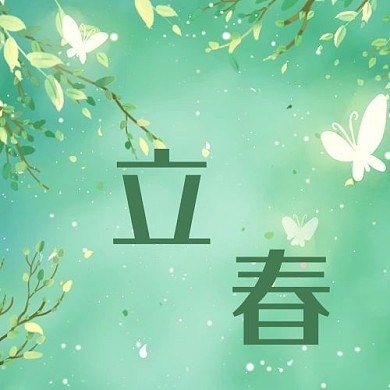 立春树叶绿色简约公众号次图