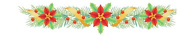 圣诞节绿色树枝丝带花朵松树叶