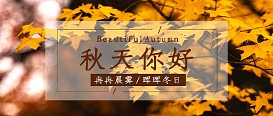 秋天你好枫叶黄色中国风公众号首图