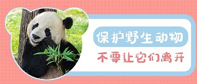 千库编辑原创保护野生动物熊猫粉色商务风公众号首图