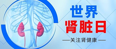 世界肾脏日肾脏蓝色简洁大字公众号首图