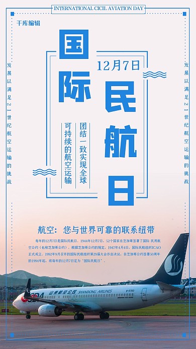 创意简约国际民航日海报