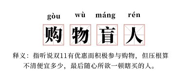 双十一购物盲人网络热词白色趣味公众号首图