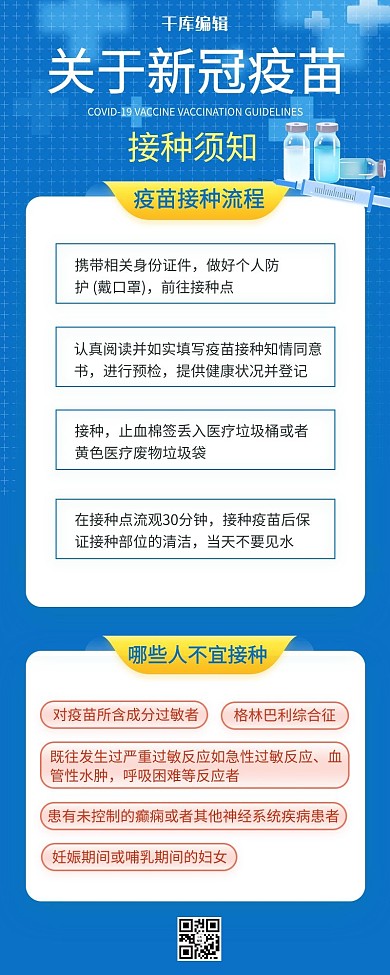 新冠肺炎疫苗蓝色简约海报