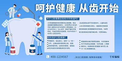 医院宣传口腔健康教育蓝色展板