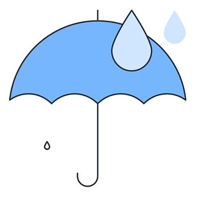 雨天打伞线性扁平多色天气图标公众号次图