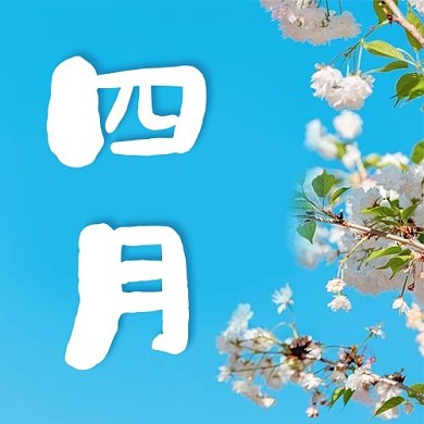 你好四月樱花桃花蓝色文艺小清新公众号次图
