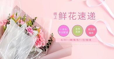鲜花促销康乃馨粉色简约banner