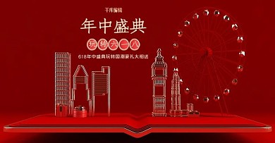 618年中大促展台红色c4dbanner
