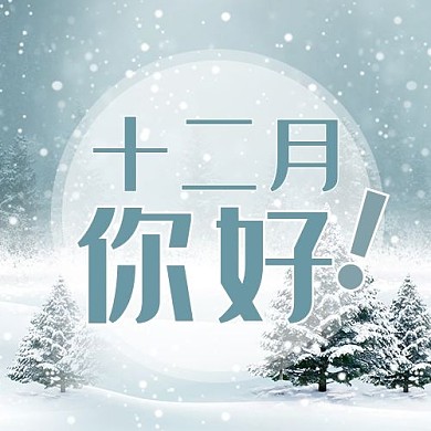 十二月你好雪花雪景淡蓝色卡通公众号次图