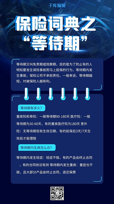 千库编辑原创元素保险小知识保险蓝色商务海报