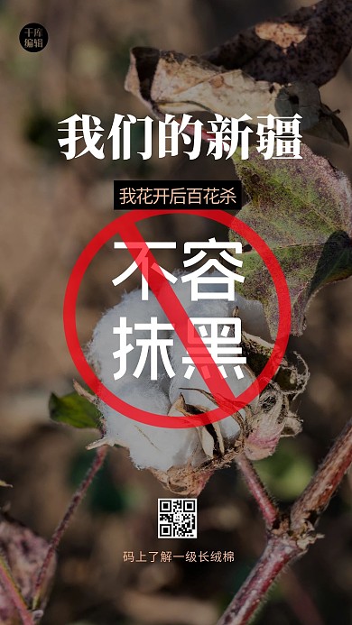 支持新疆棉花棉花绿色简约海报