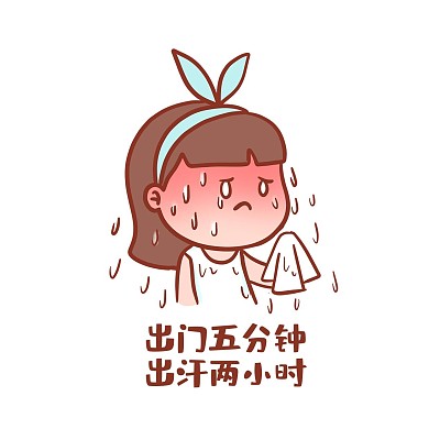 创意卡通手绘夏季高温表情包