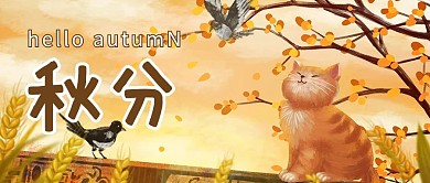 二十四节气秋分黄色橙色手绘治愈公众号首图