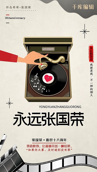 复古唯美纪念张国荣海报