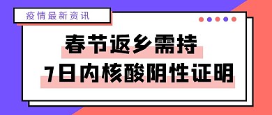 春节返乡核酸检测证明简约大字公众号首图