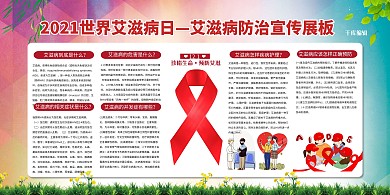 艾滋病日12.1红色简约展板