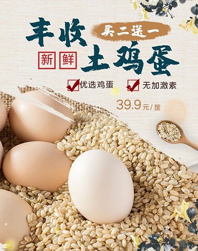 丰收购物节农家土鸡蛋促销banner